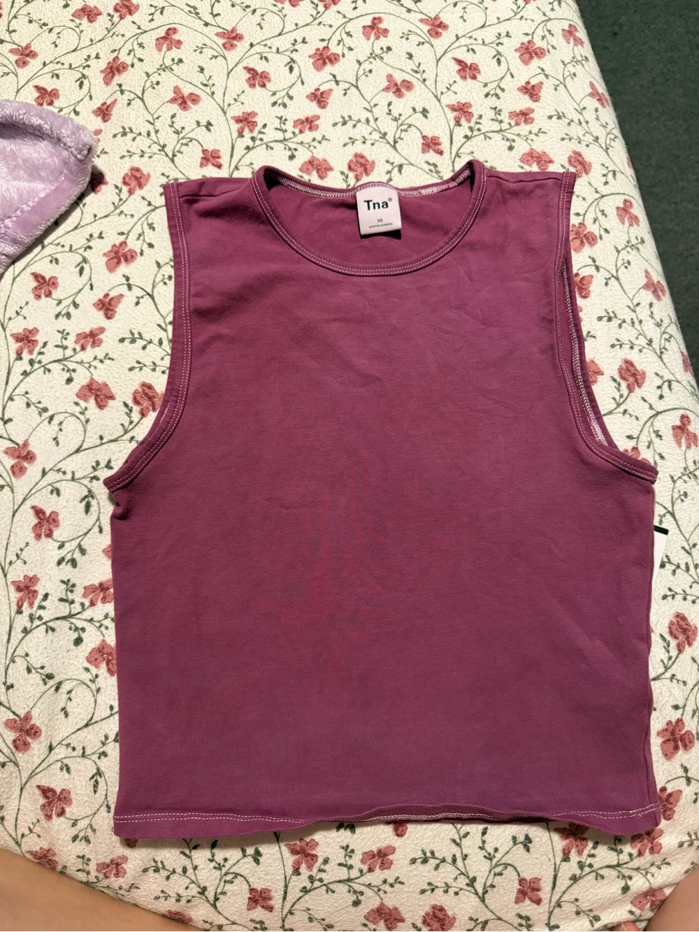 TNA Sleeveless Crewneck Tank Top in Plum